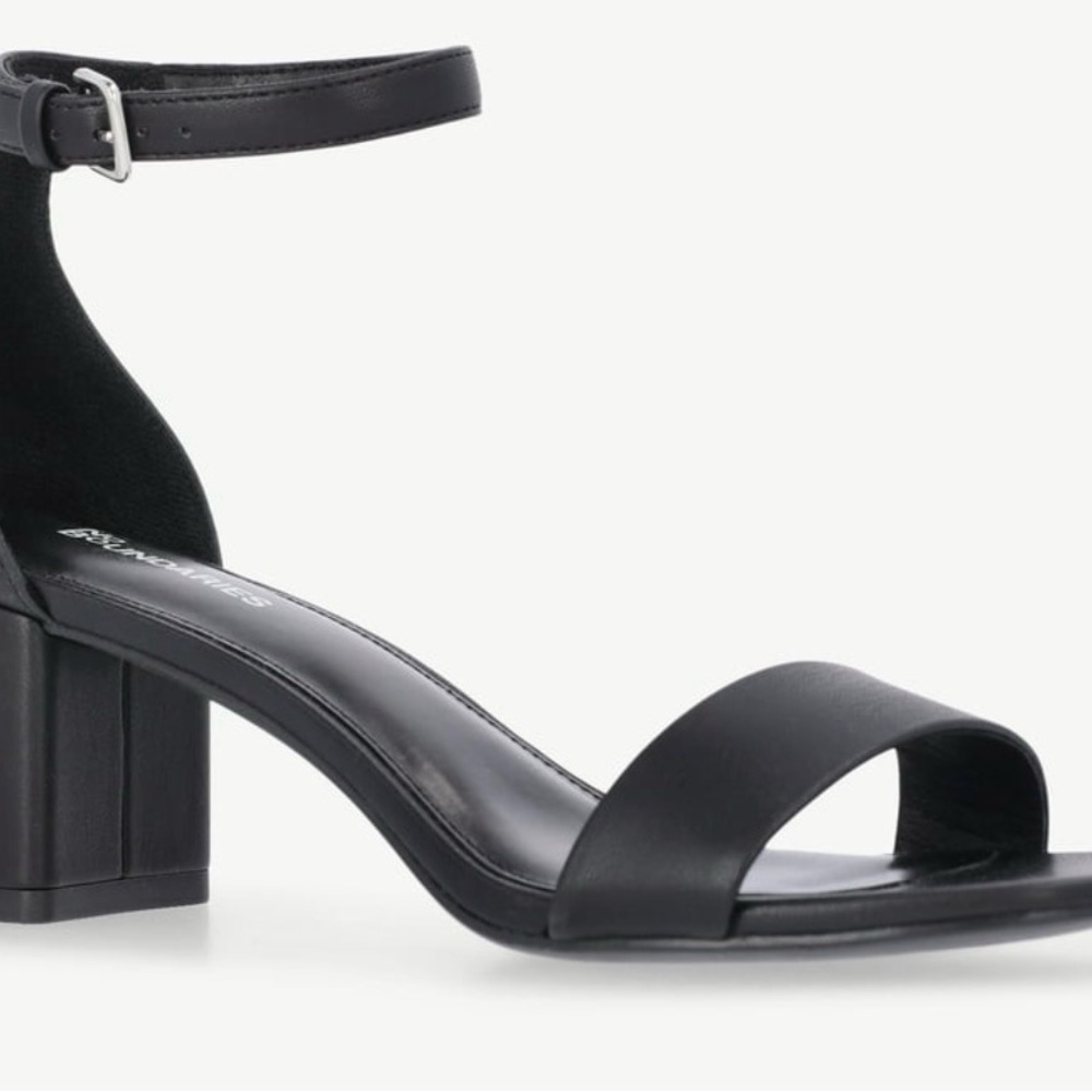 No Boundaries Black Ankle-Strap Block Heel Sandals
